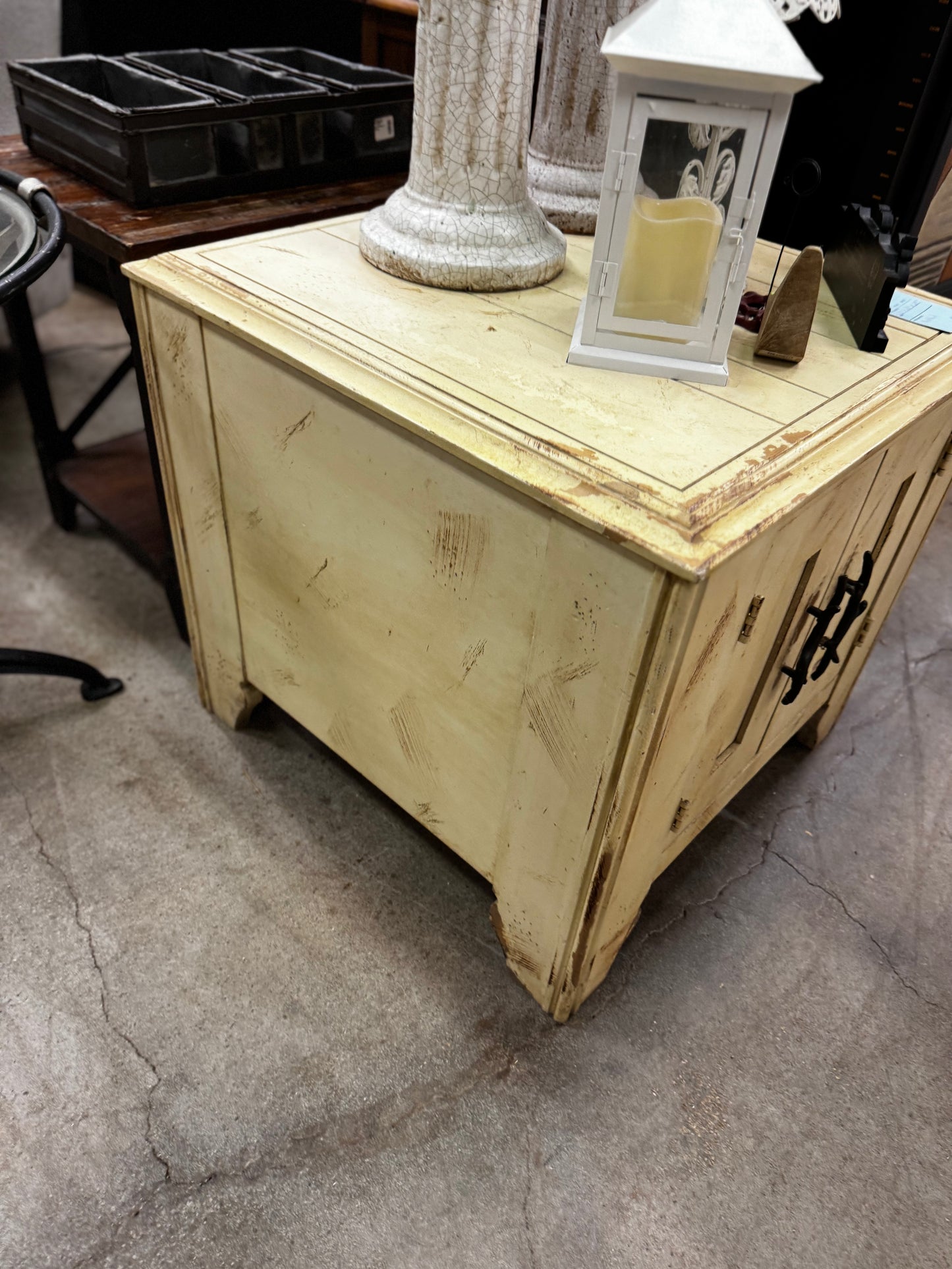 Cream Unique Cube Side Table