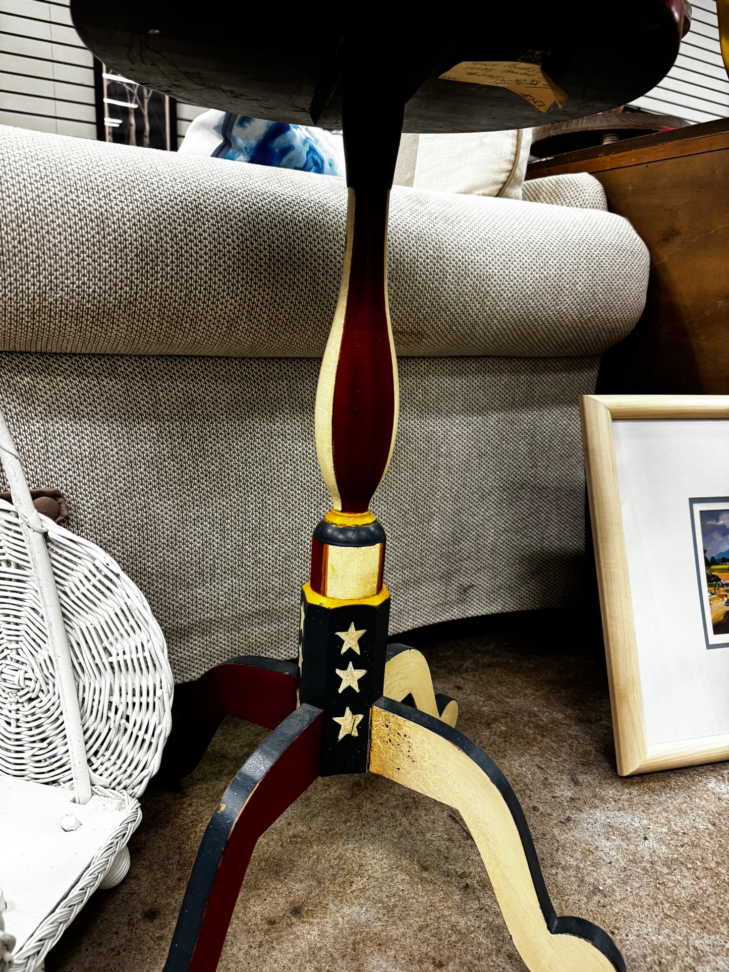 Small Candle Stick Flag Themed Table