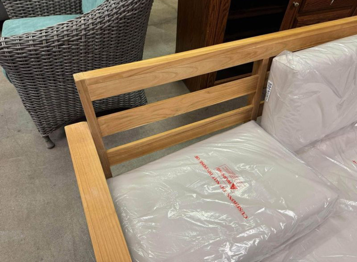Outdoor Teak and Metal couch