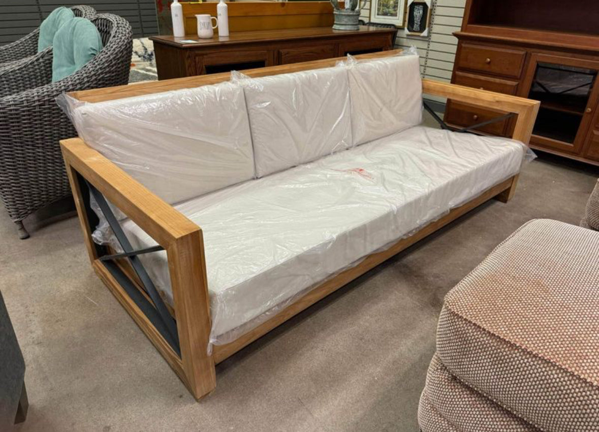 Outdoor Teak and Metal couch