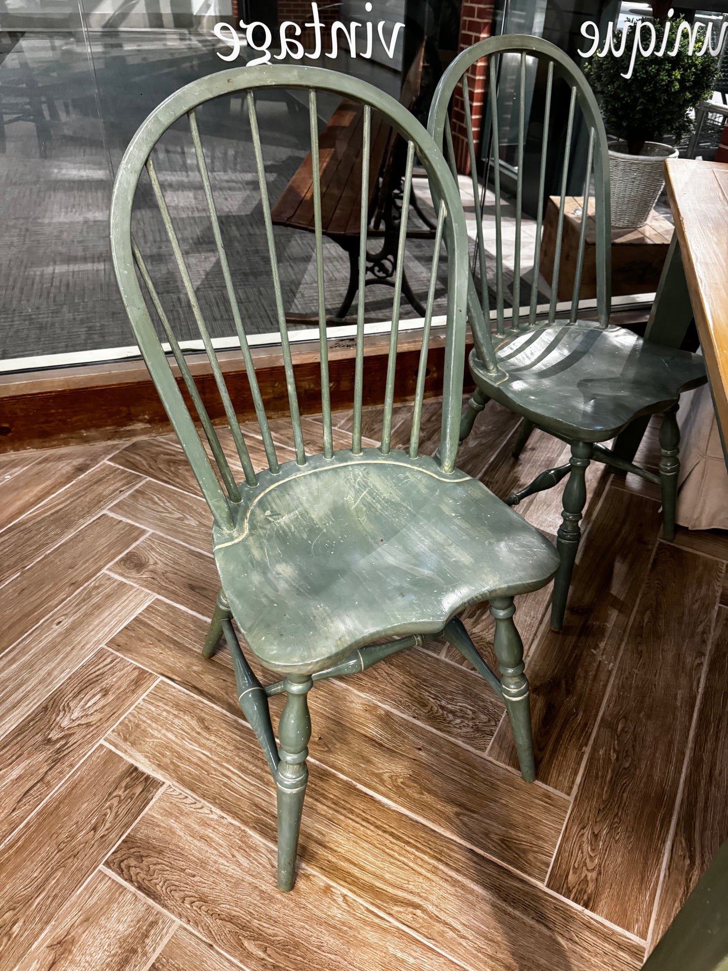 Green Country Style Dining Table and 4 Chairs
