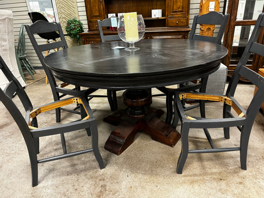 Large Round Pedestal Table w/Black Top