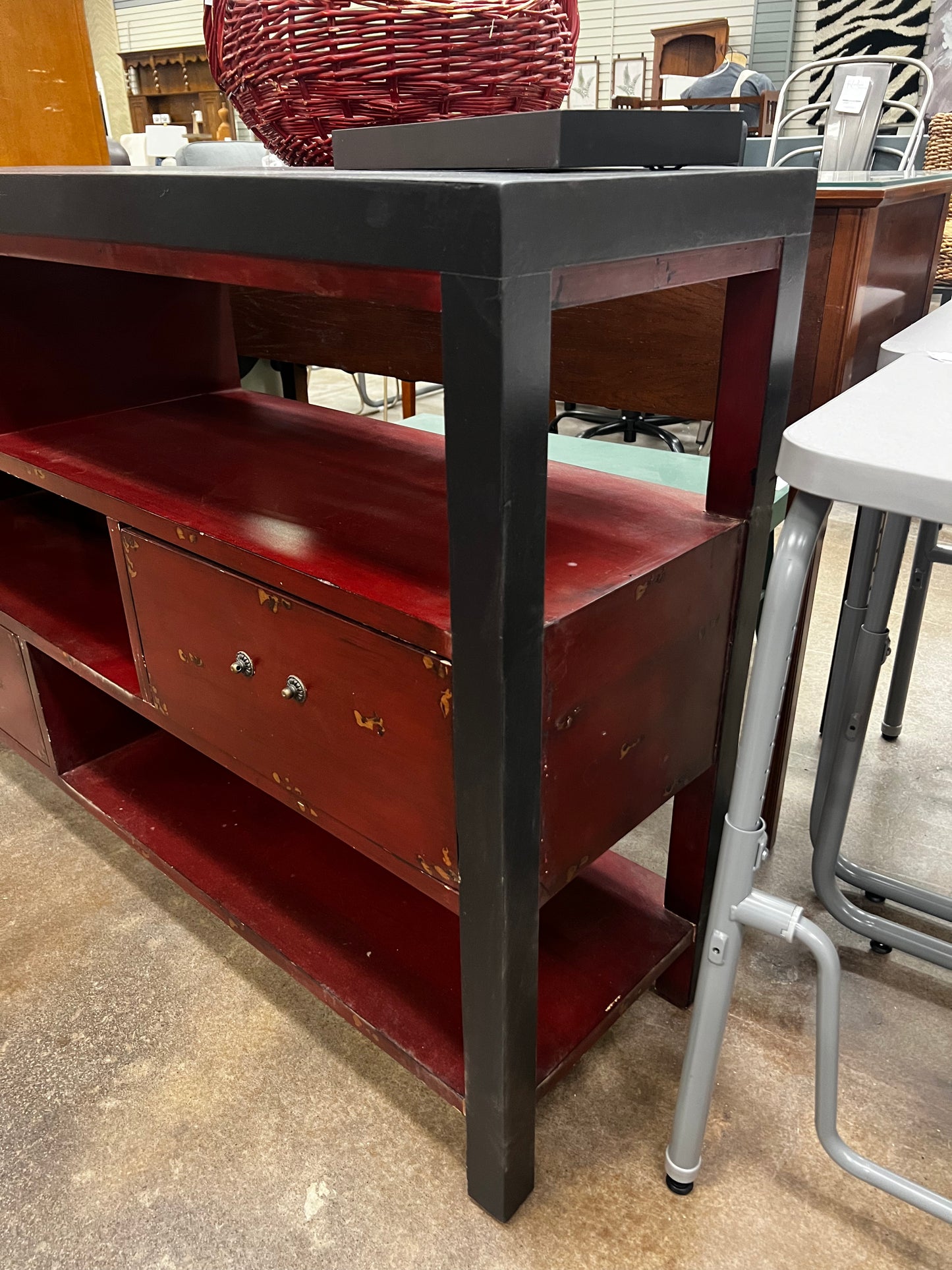 Modern Red and Black Sideboard w/Drawers