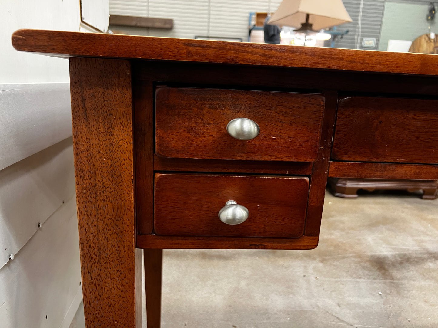 Dark Wood Vanity Desk w/ 5 Drawerd