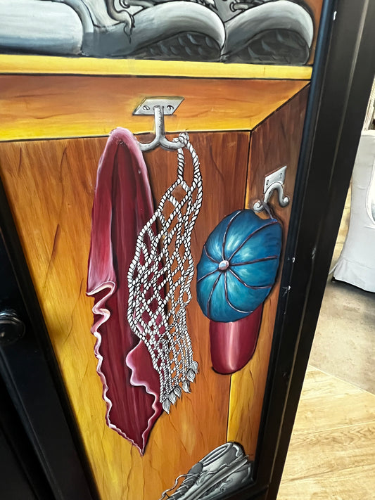 Black Decorative Painted Armoire inBasketball Theme