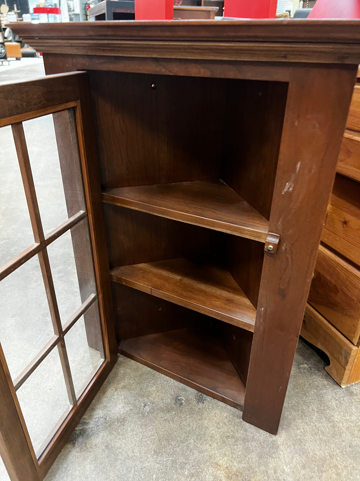 Dark Wood Hanging Corner Cabinet