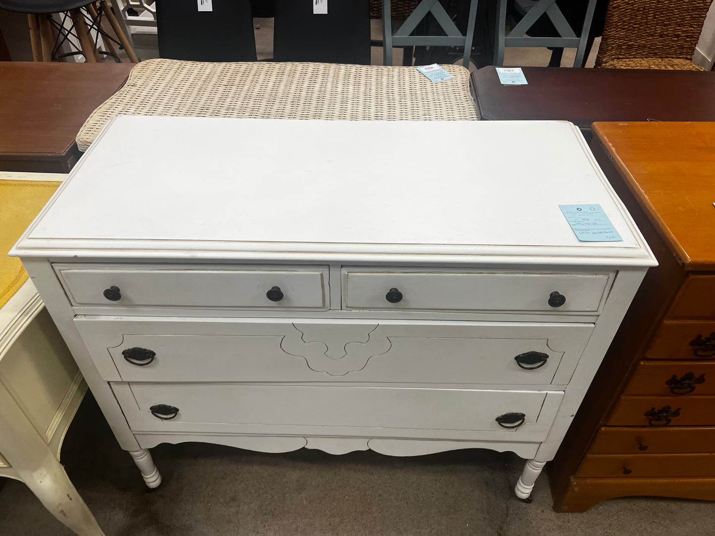 White Painted 4 Drawer Dresser