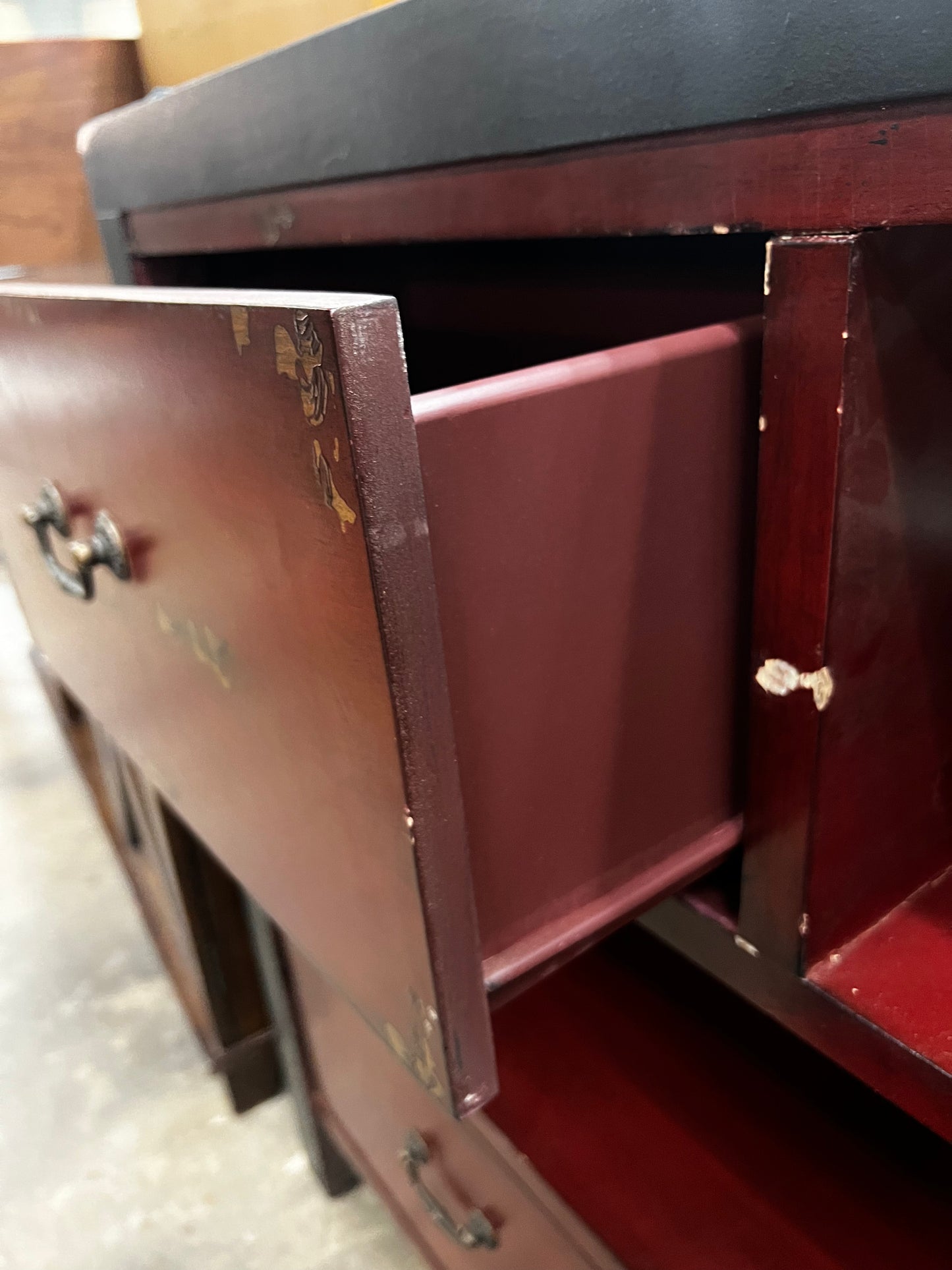 Modern Red and Black Sideboard w/Drawers