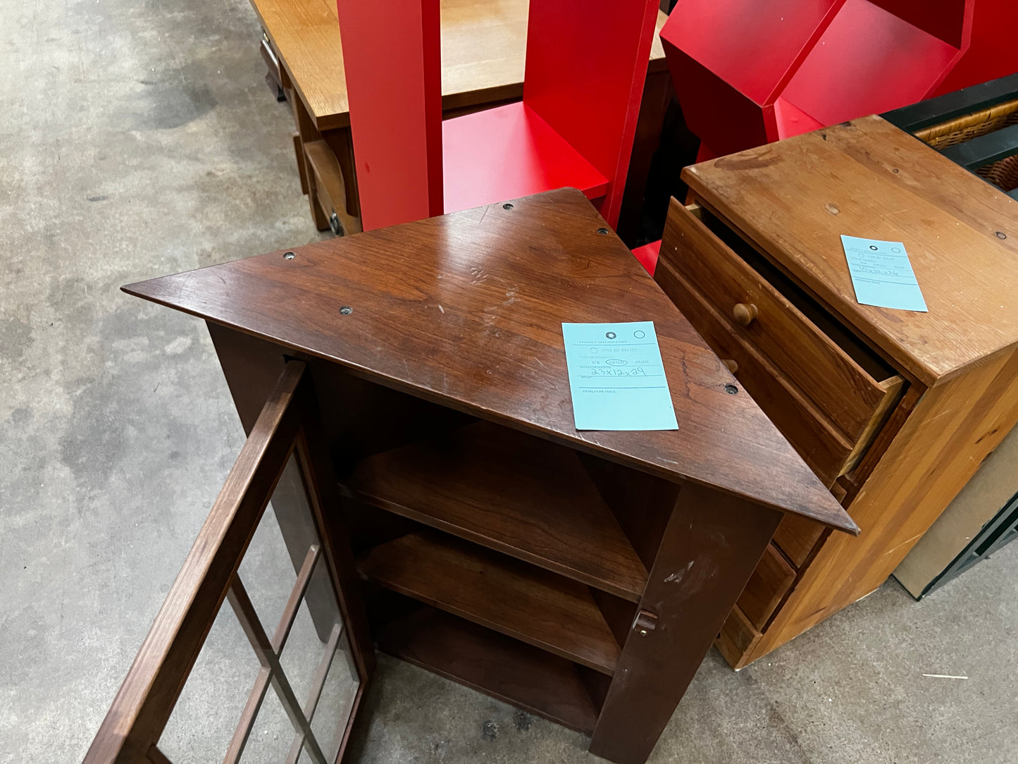 Dark Wood Hanging Corner Cabinet