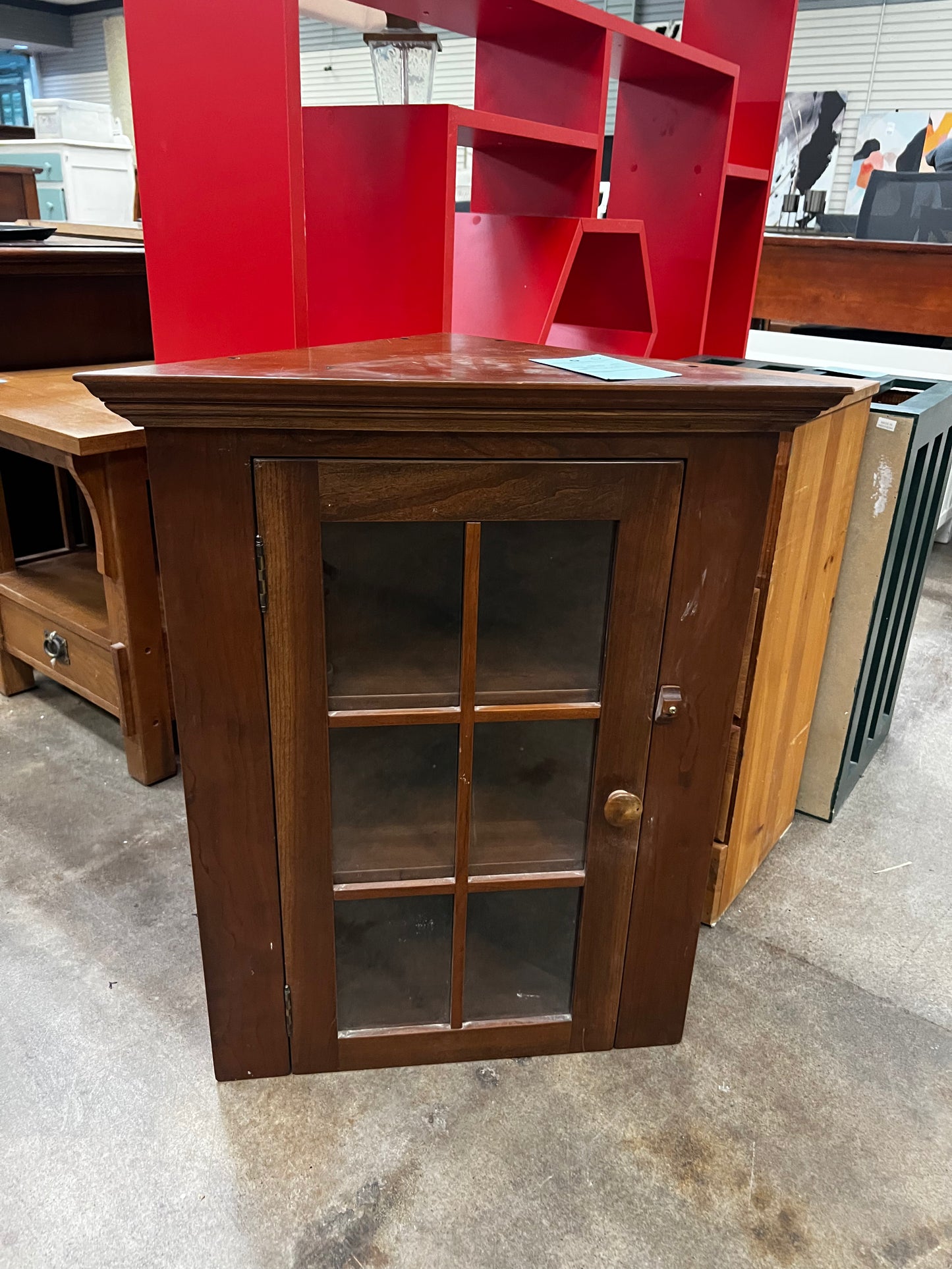 Dark Wood Hanging Corner Cabinet