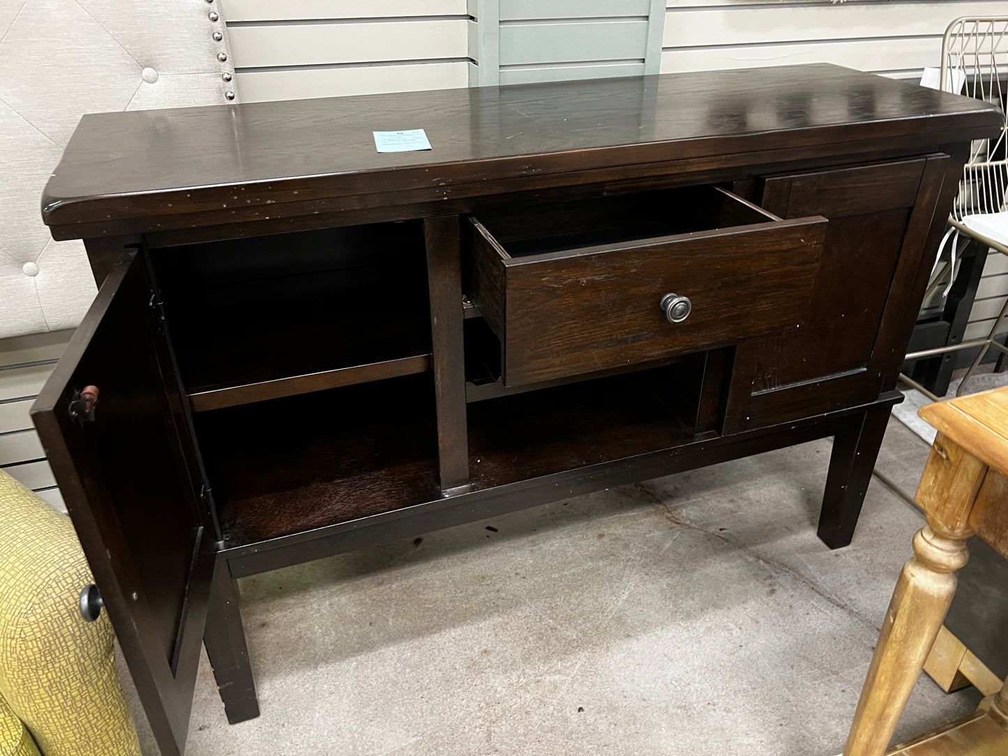 Dark Wood Buffet w/ Wine Bottle Rack