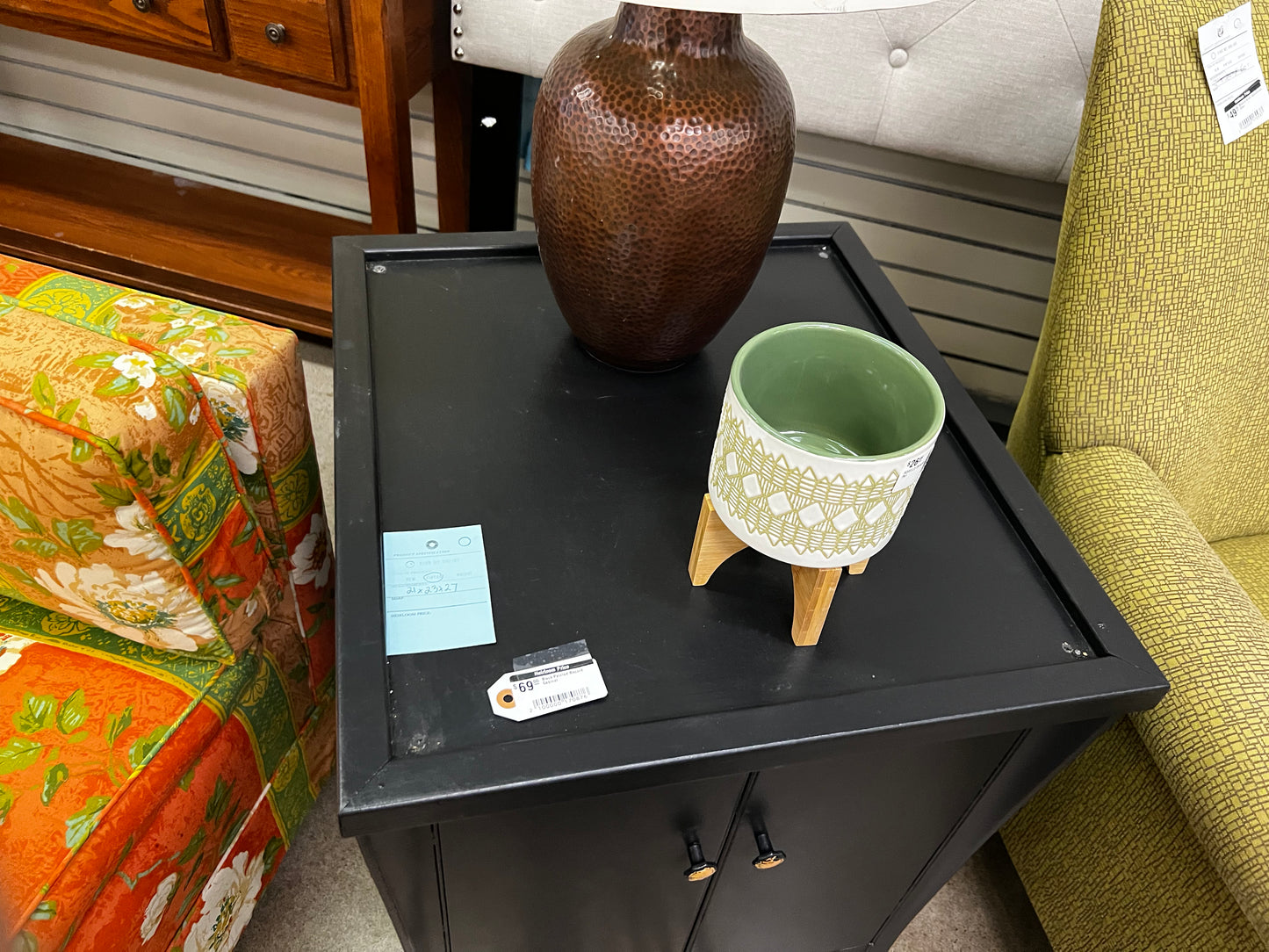 Black Painted Small Record Cabinet