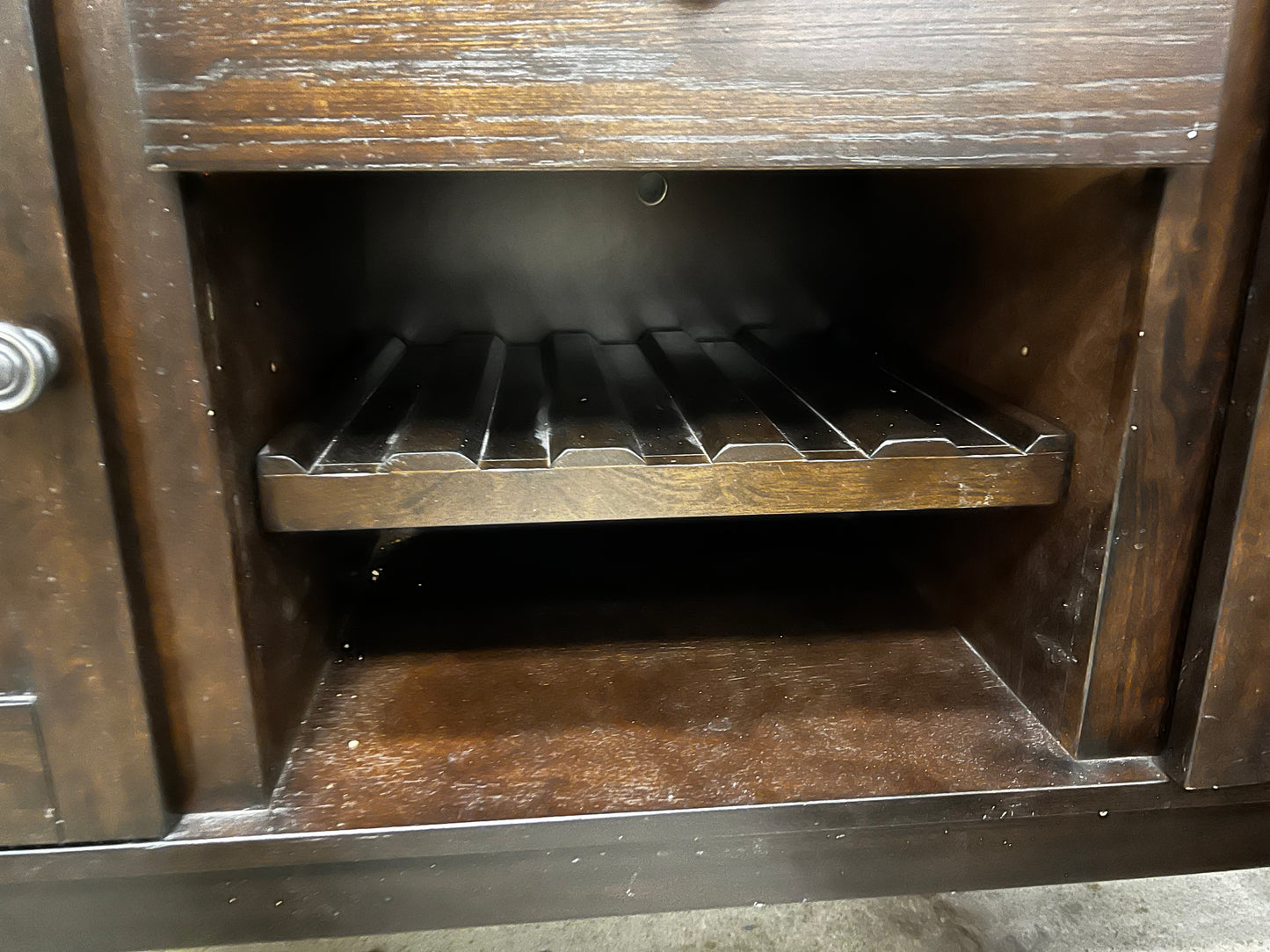Dark Wood Buffet w/ Wine Bottle Rack
