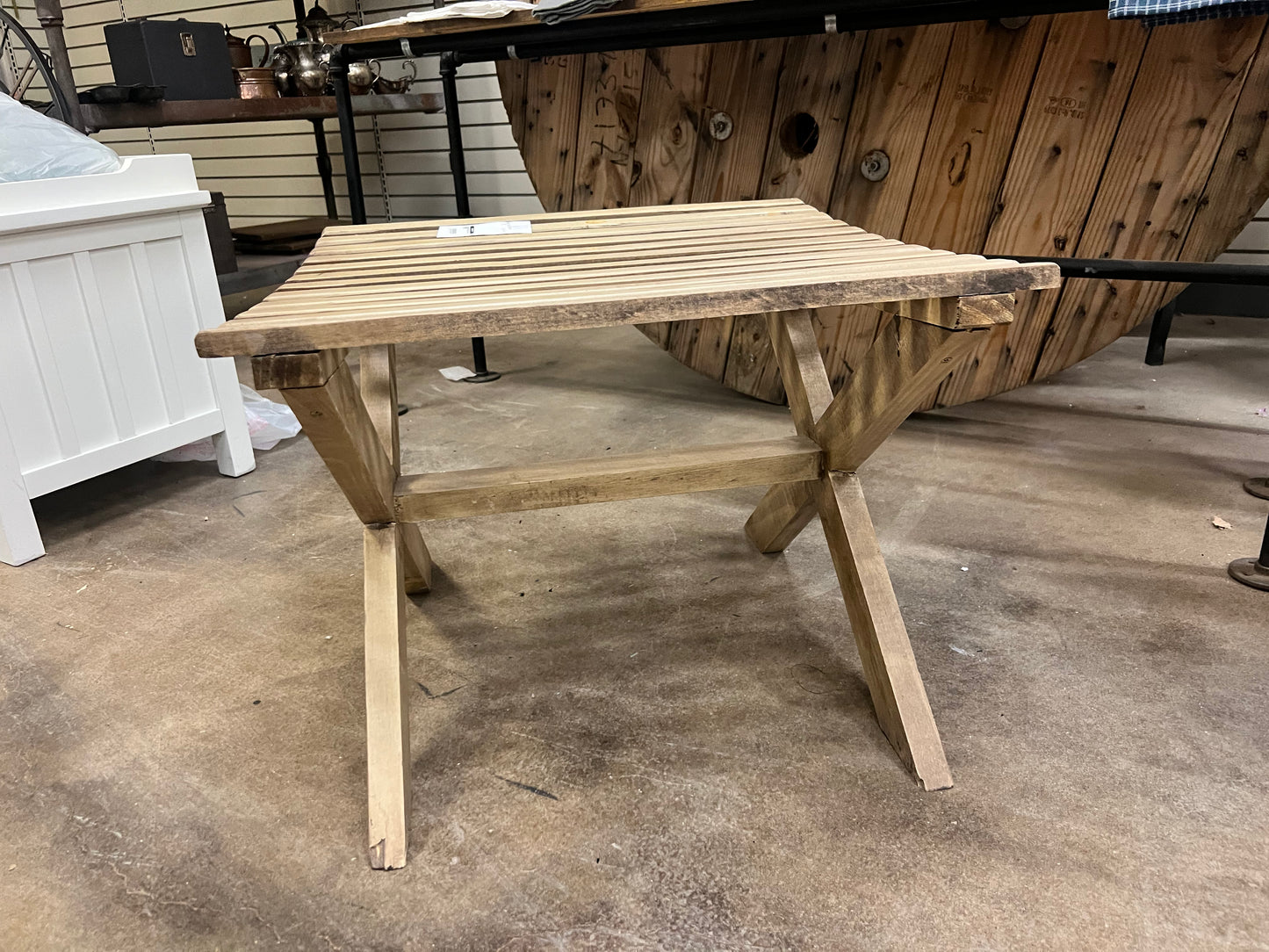 Light Wood Slat Side table