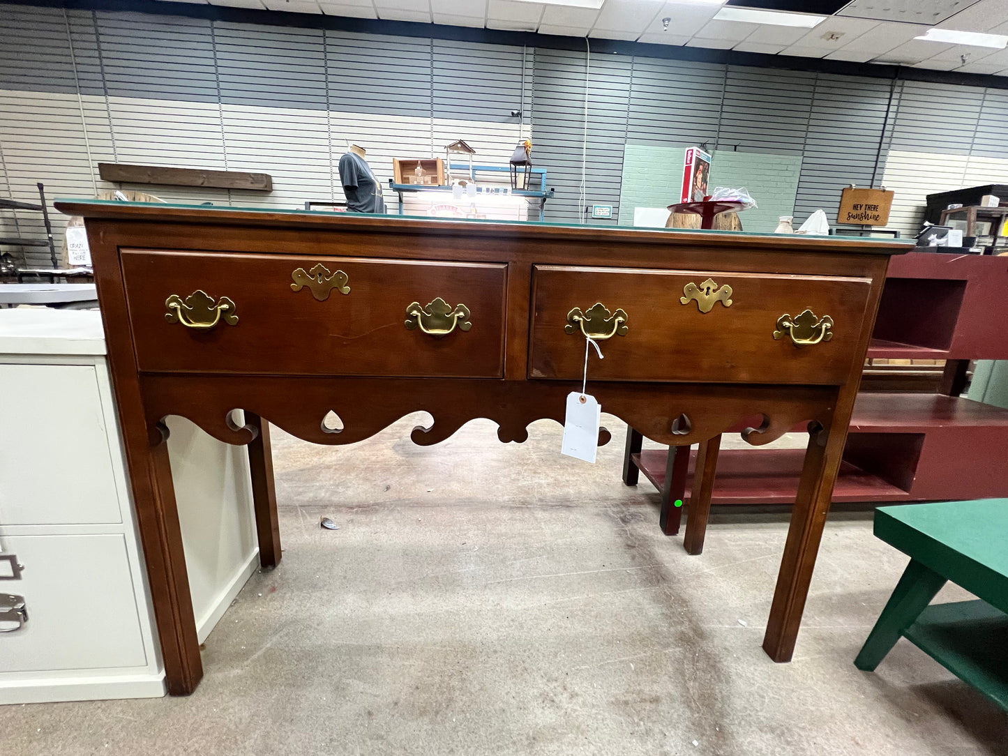 Cherry Wood 2 Drawer Console Table