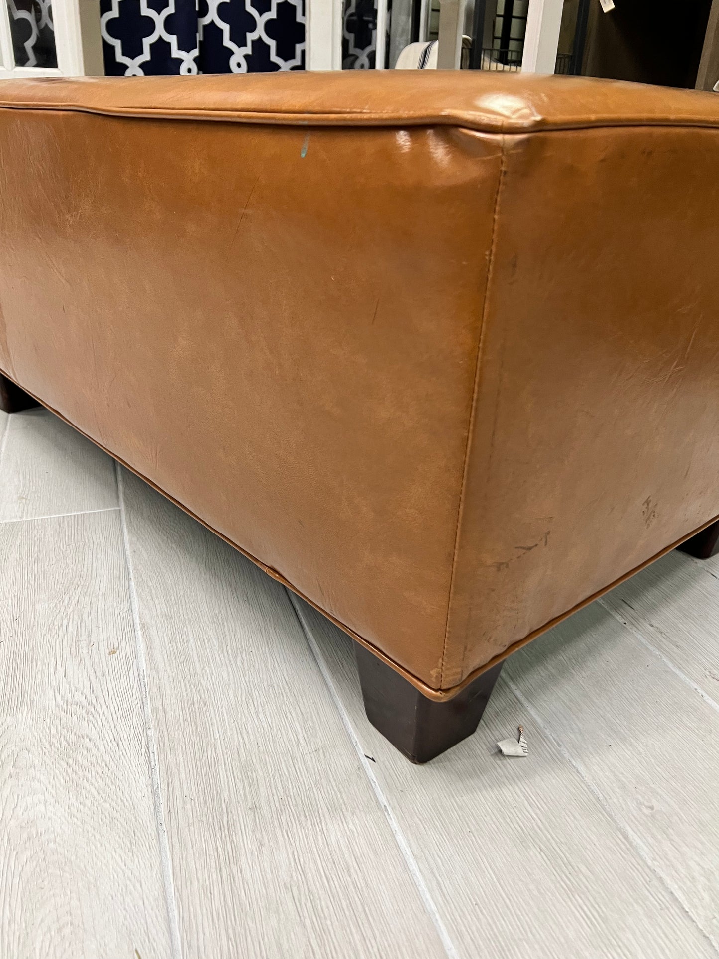Brown Vinyl Ottoman