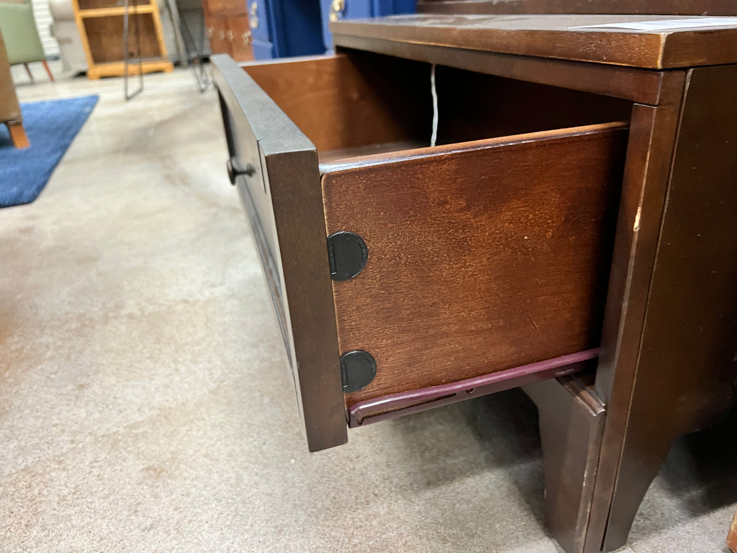 Dark Wood Hall Tree Cubby w/ Drawer
