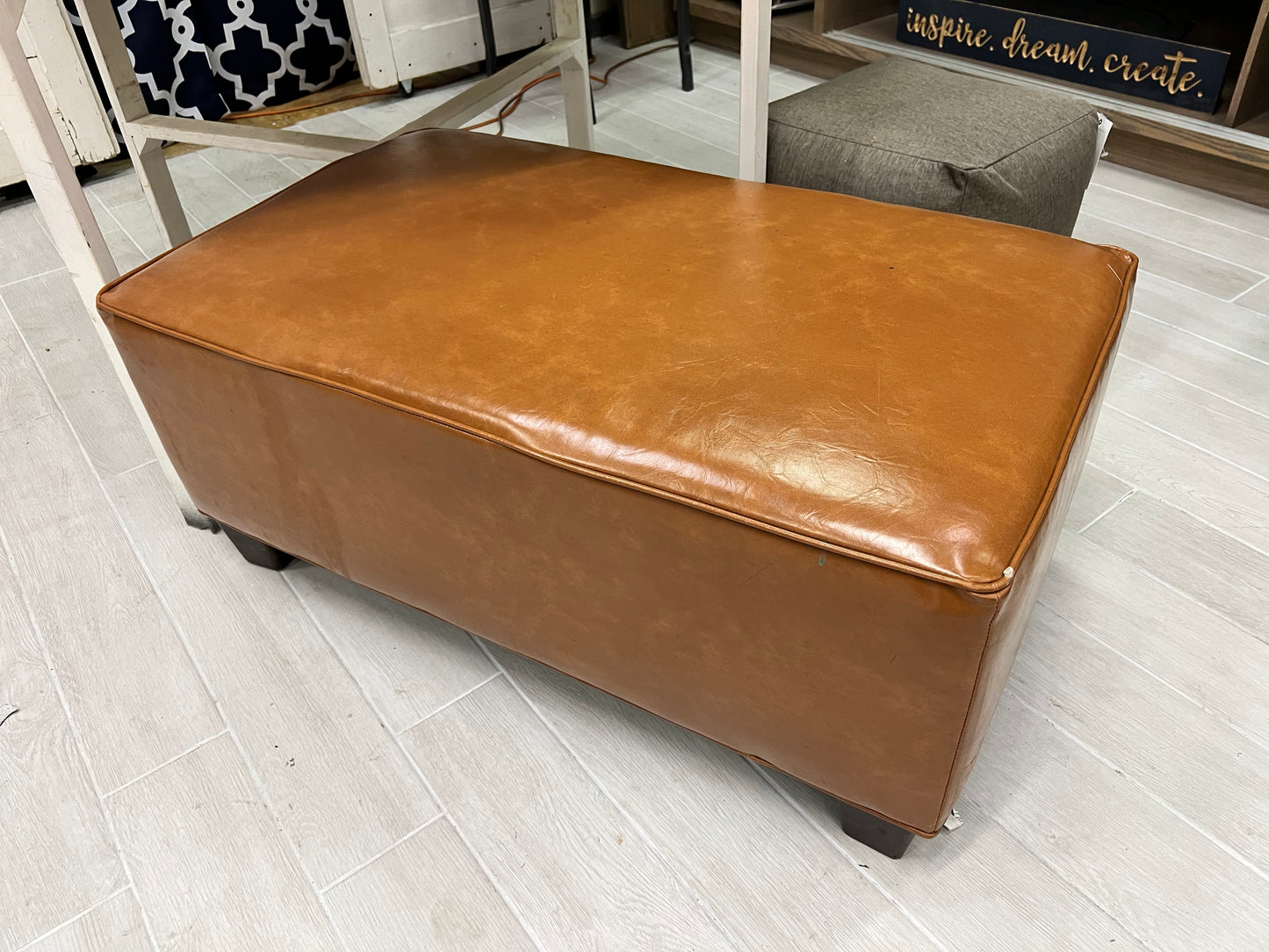 Brown Vinyl Ottoman