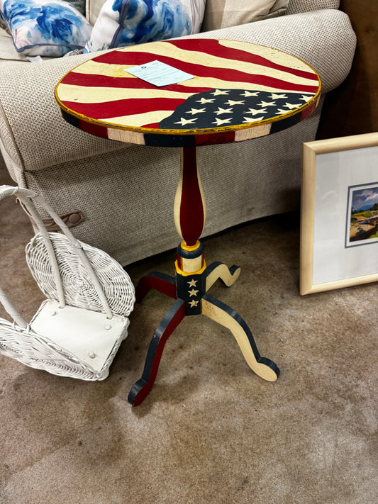 Small Candle Stick Flag Themed Table