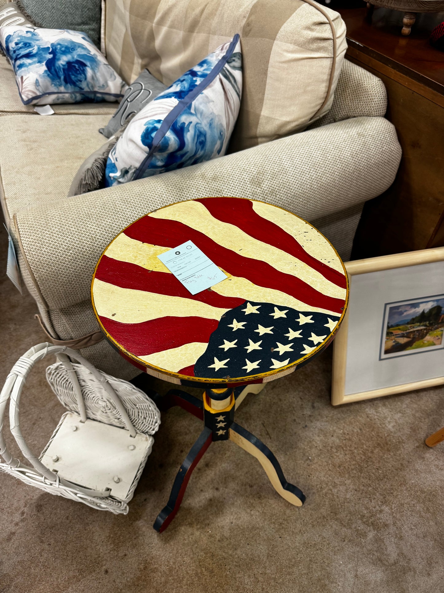 Small Candle Stick Flag Themed Table