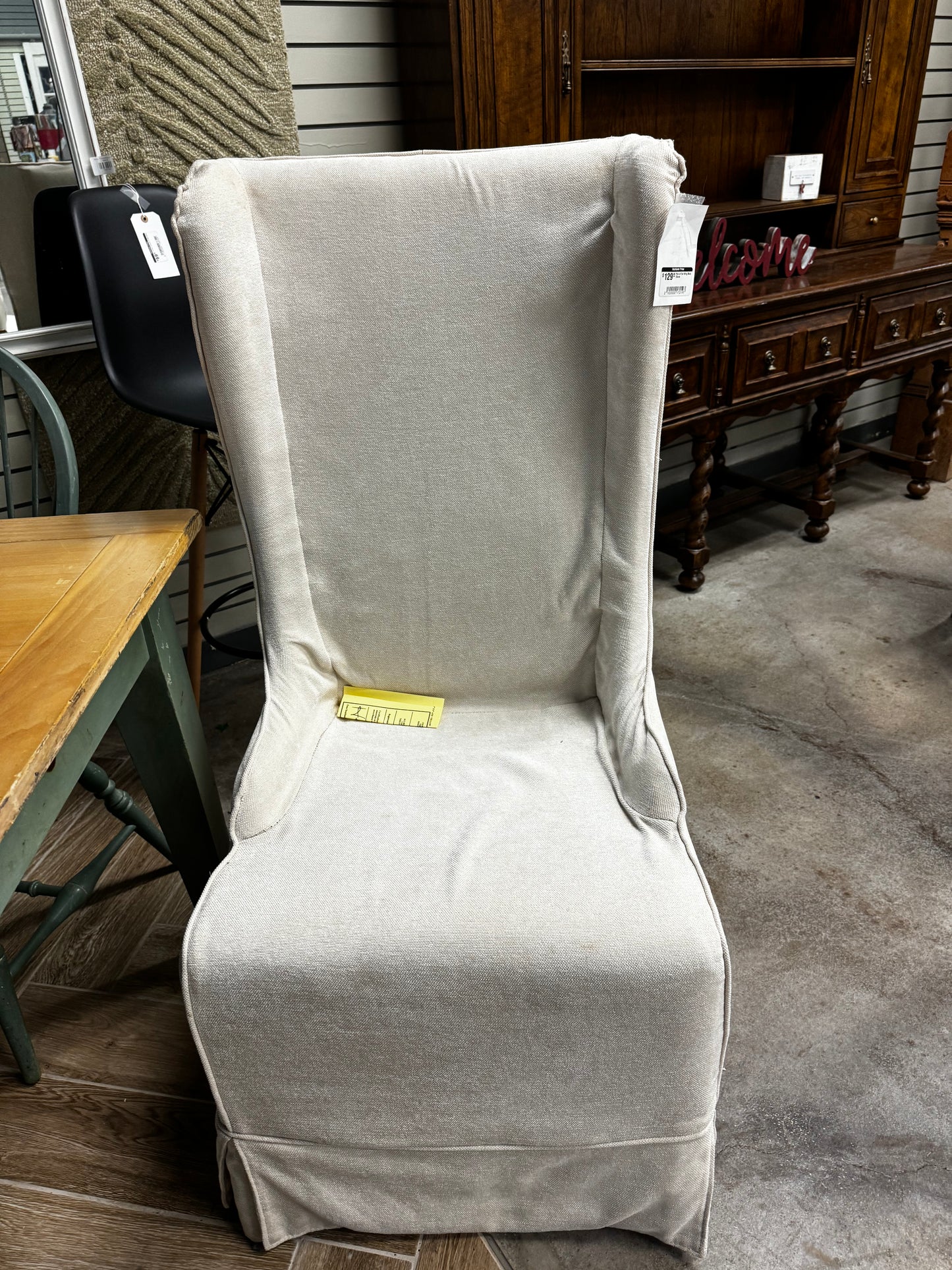 Pair of Cream Slip Covered Wingback Chairs