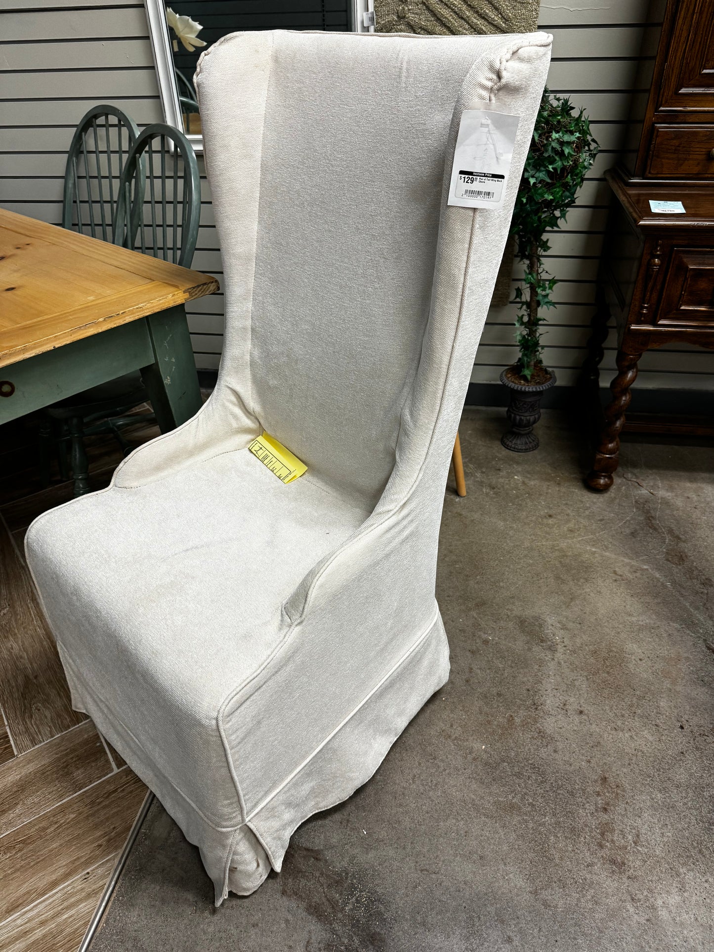 Pair of Cream Slip Covered Wingback Chairs