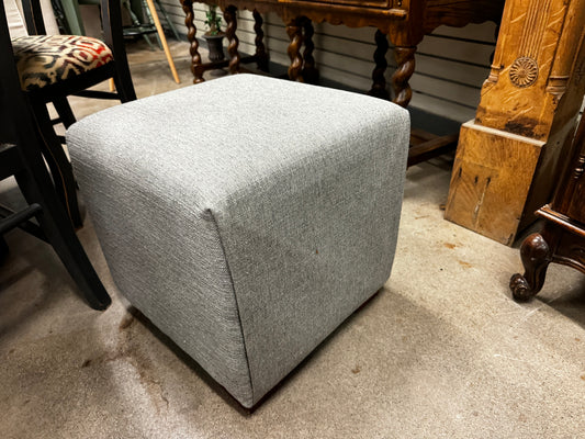 Small Square Gray Upholstered Ottoman