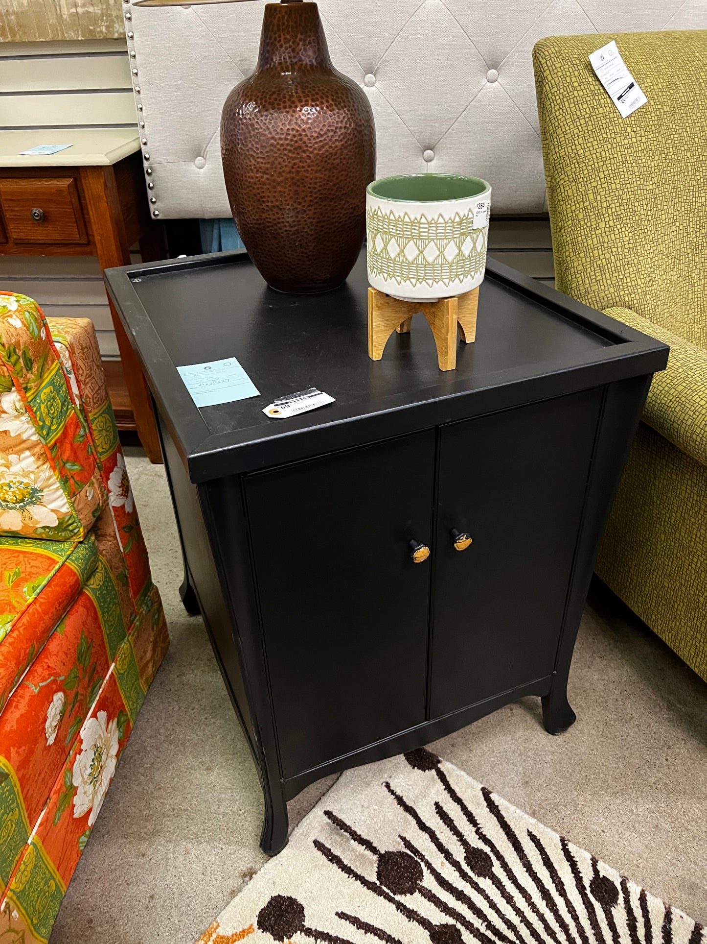 Black Painted Small Record Cabinet