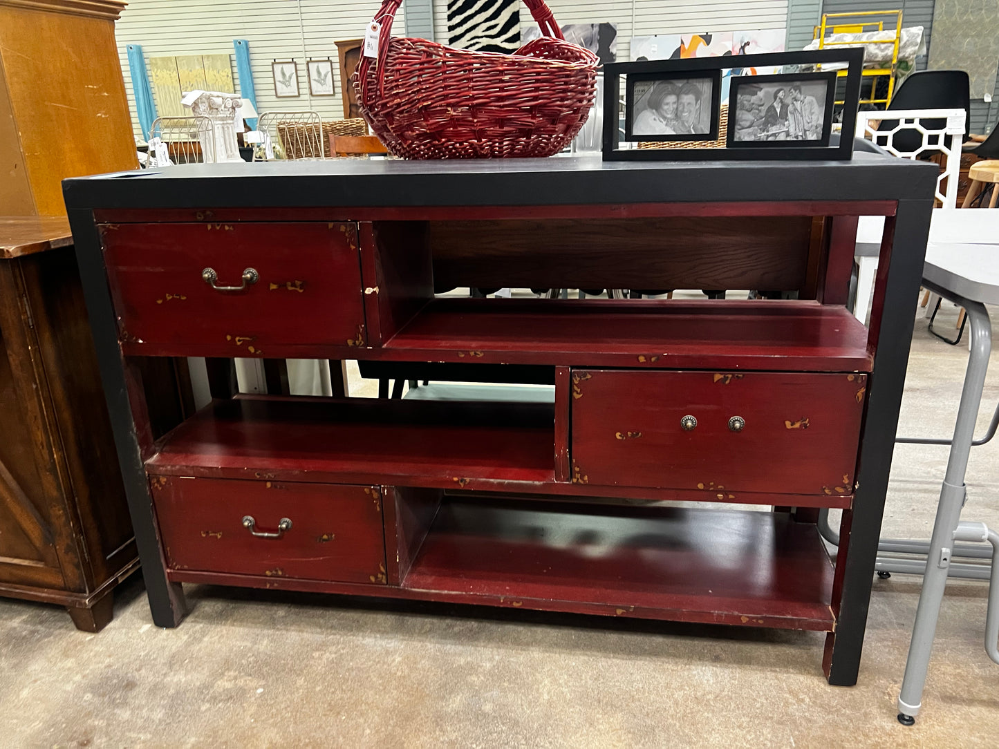 Modern Red and Black Sideboard w/Drawers