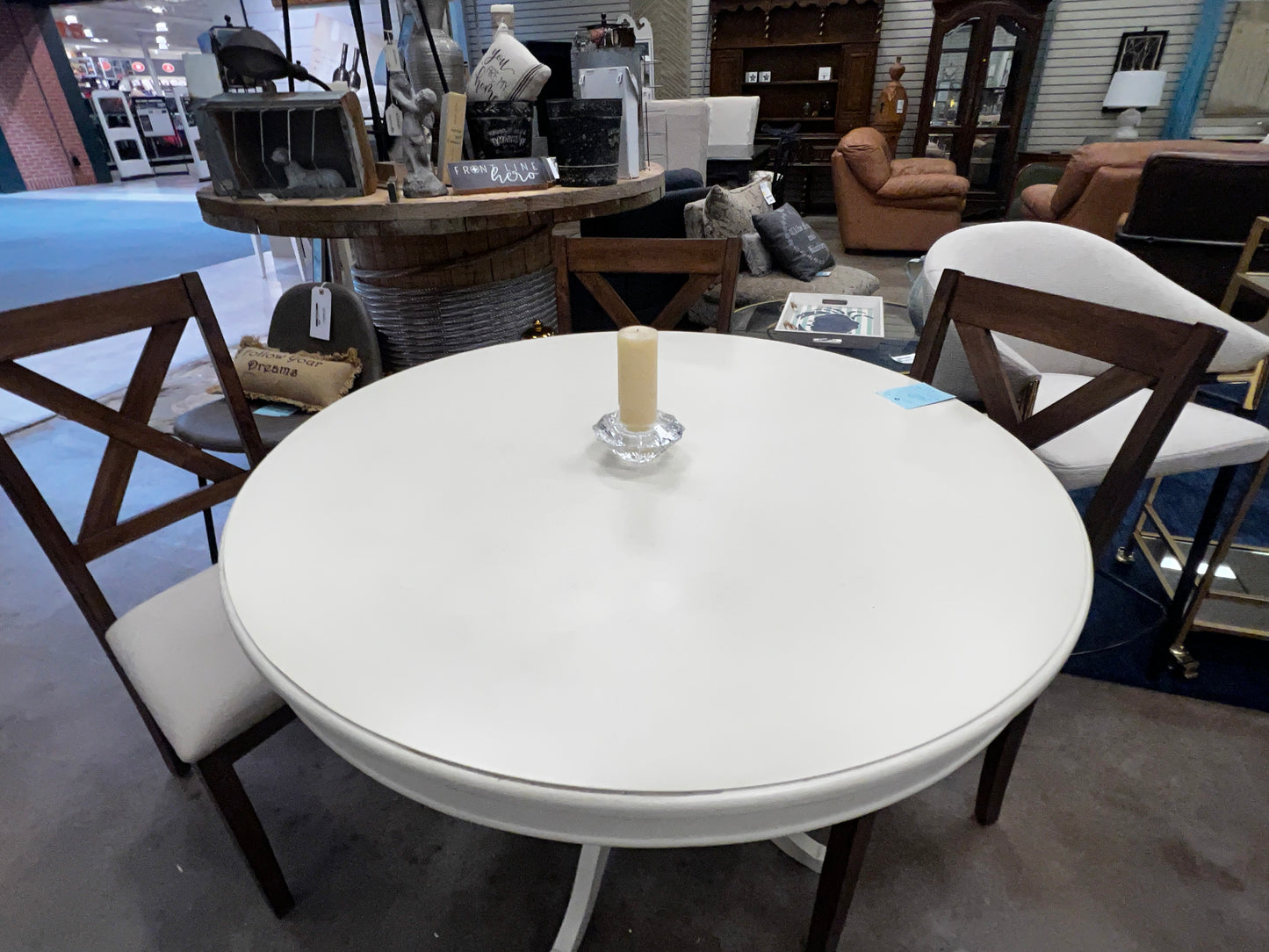 White Painted Round Dining Table