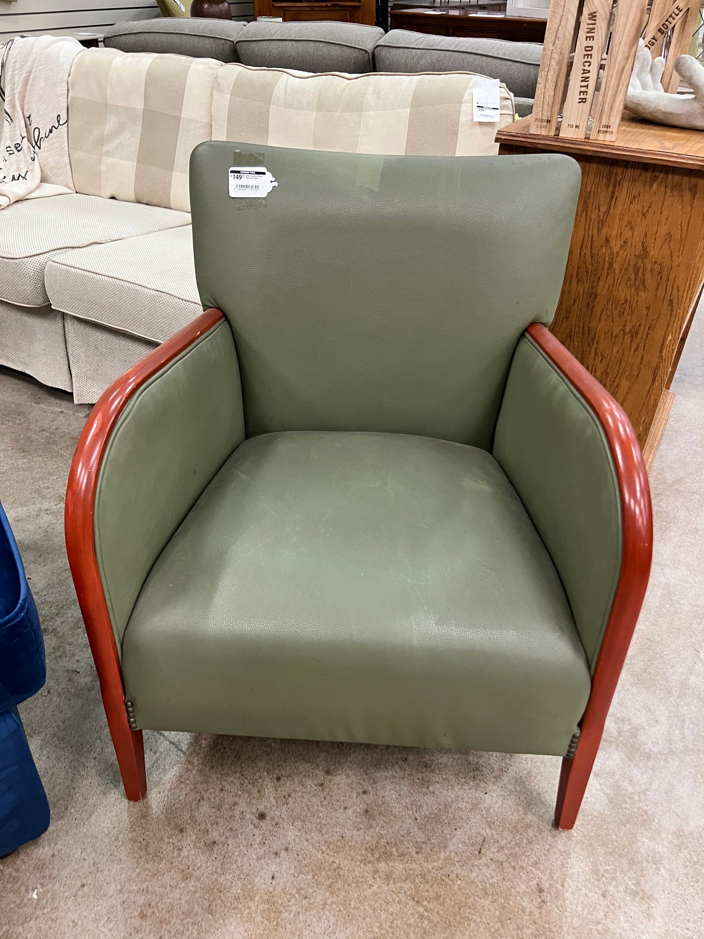 Green Leather Office  Style Armchair