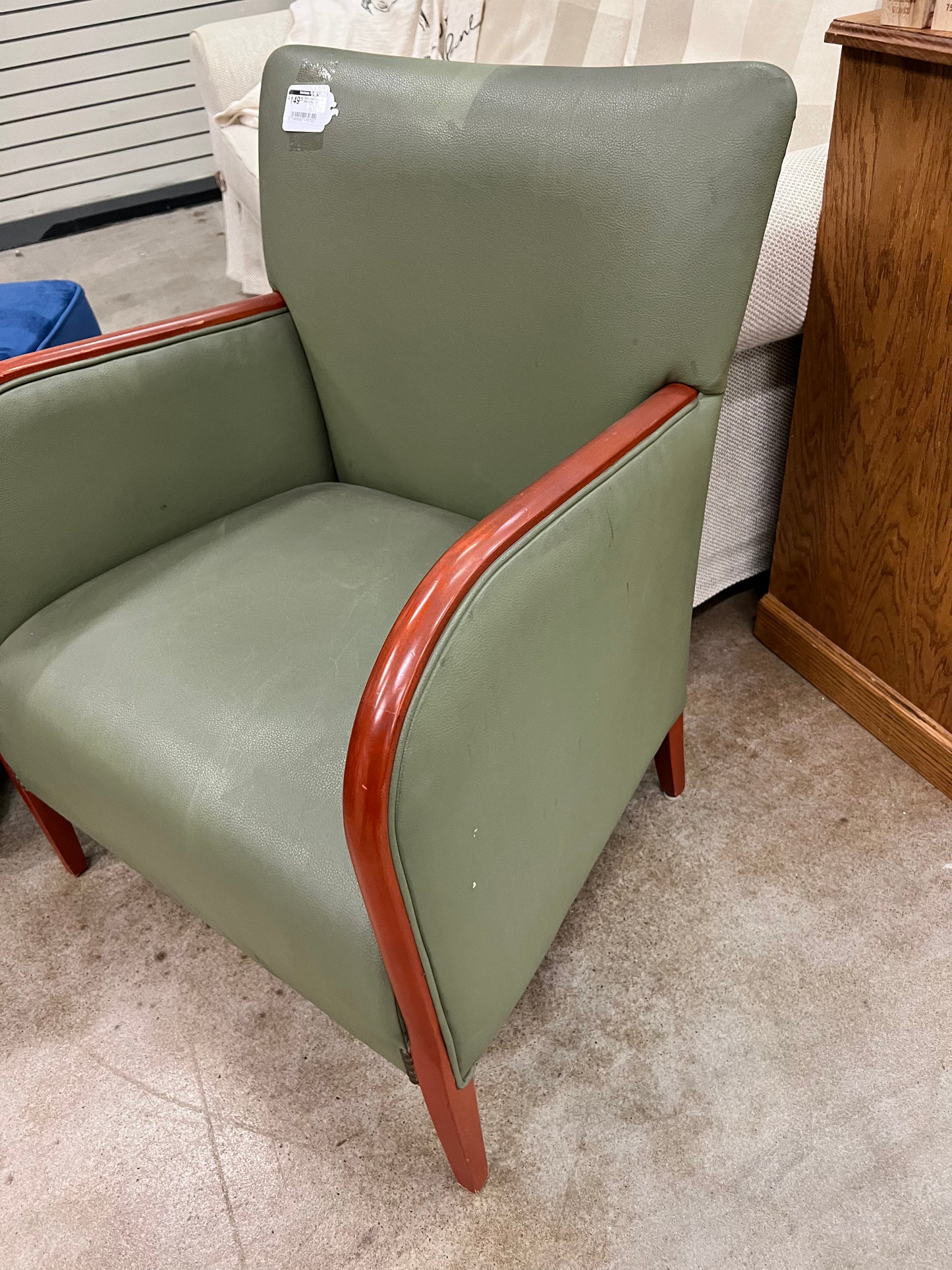 Green Leather Office  Style Armchair