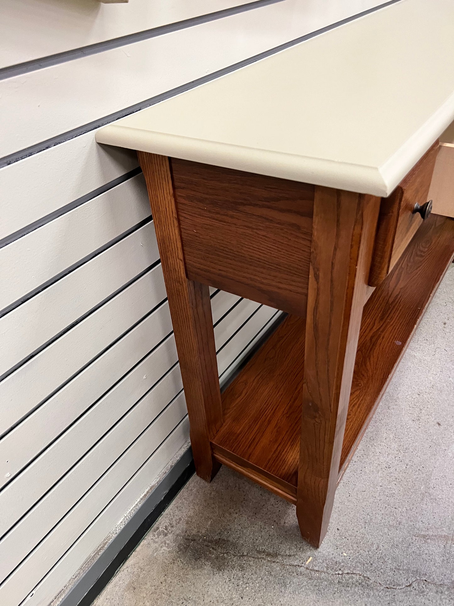 Oak Sofa Table w/ Tan Painted Top